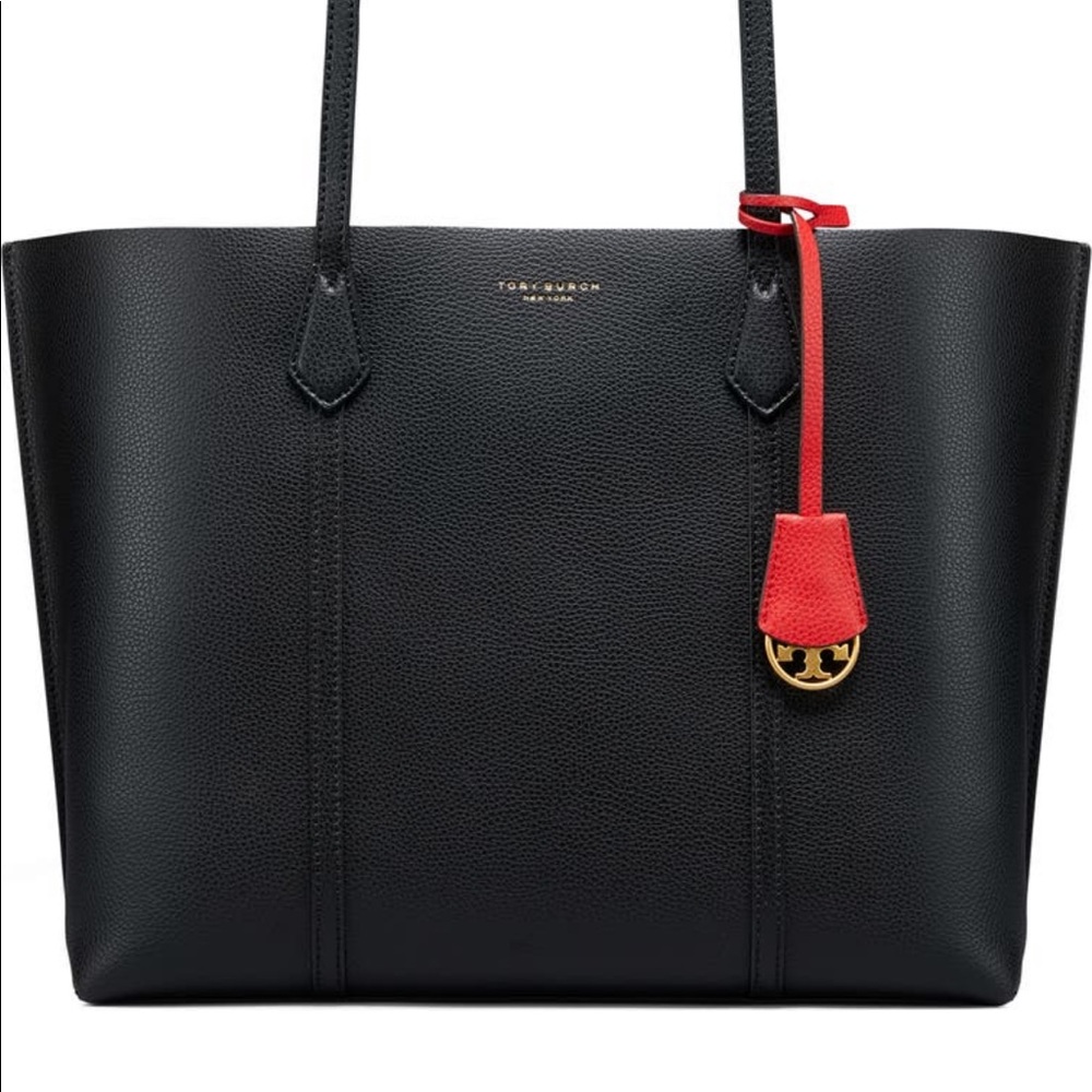 Tory Burch Perry Leather Tote, Black